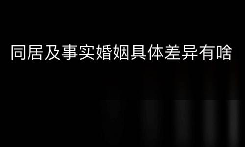 同居及事实婚姻具体差异有啥