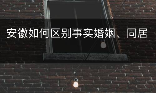 安徽如何区别事实婚姻、同居