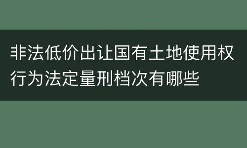 非法低价出让国有土地使用权行为法定量刑档次有哪些