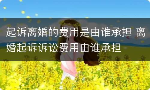起诉离婚的费用是由谁承担 离婚起诉诉讼费用由谁承担