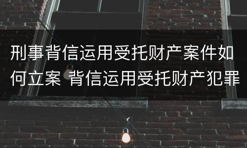 刑事背信运用受托财产案件如何立案 背信运用受托财产犯罪主体