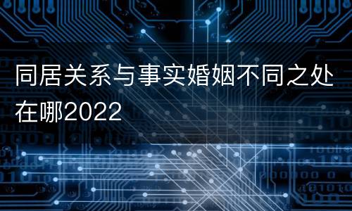 同居关系与事实婚姻不同之处在哪2022