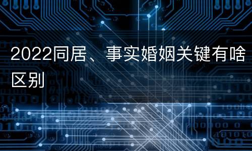2022同居、事实婚姻关键有啥区别