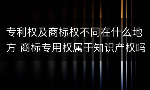 专利权及商标权不同在什么地方 商标专用权属于知识产权吗?
