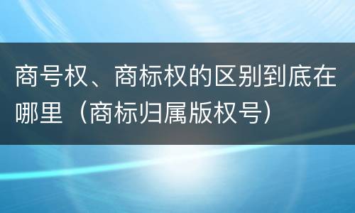 商号权、商标权的区别到底在哪里（商标归属版权号）