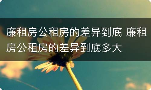 廉租房公租房的差异到底 廉租房公租房的差异到底多大