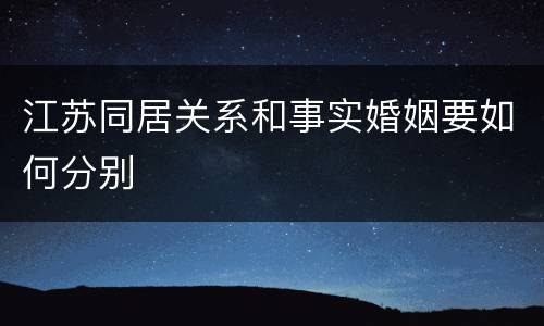 江苏同居关系和事实婚姻要如何分别