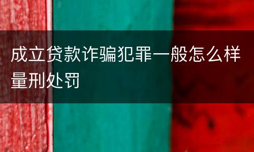 成立贷款诈骗犯罪一般怎么样量刑处罚