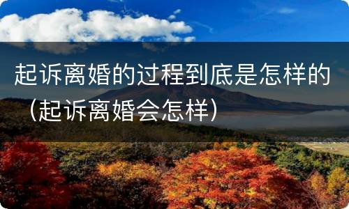 起诉离婚的过程到底是怎样的（起诉离婚会怎样）