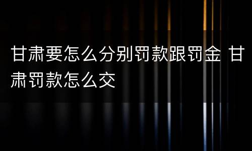 甘肃要怎么分别罚款跟罚金 甘肃罚款怎么交