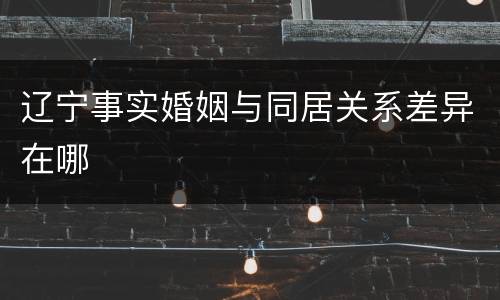 辽宁事实婚姻与同居关系差异在哪