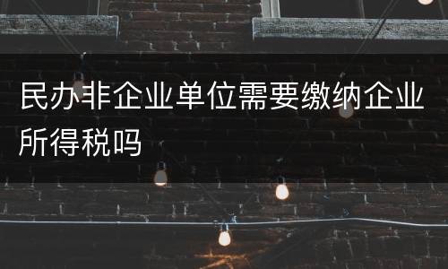 民办非企业单位需要缴纳企业所得税吗