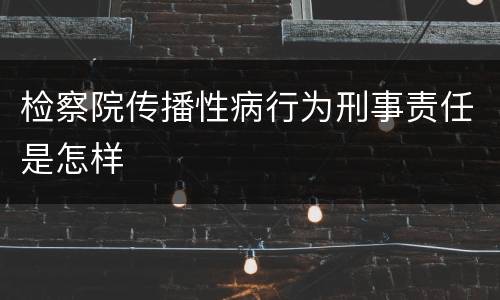 检察院传播性病行为刑事责任是怎样
