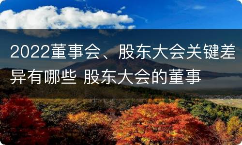 2022董事会、股东大会关键差异有哪些 股东大会的董事