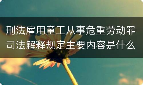 刑法雇用童工从事危重劳动罪司法解释规定主要内容是什么