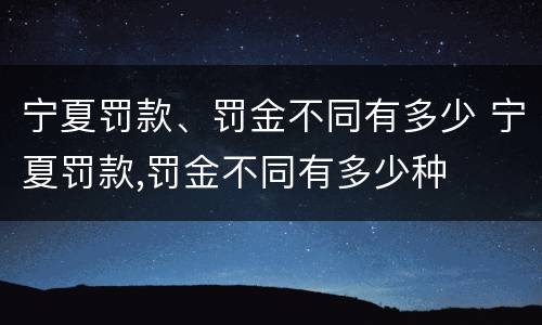 宁夏罚款、罚金不同有多少 宁夏罚款,罚金不同有多少种