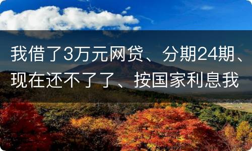 我借了3万元网贷、分期24期、现在还不了了、按国家利息我要承担多少钱