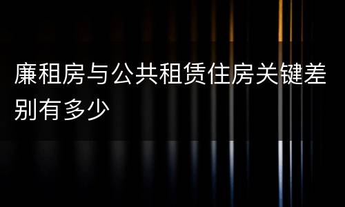 廉租房与公共租赁住房关键差别有多少