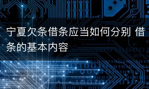 宁夏欠条借条应当如何分别 借条的基本内容