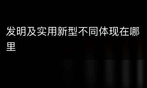 发明及实用新型不同体现在哪里