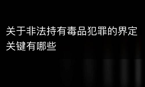 关于非法持有毒品犯罪的界定关键有哪些
