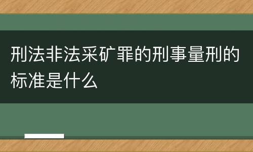 刑法非法采矿罪的刑事量刑的标准是什么