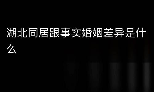 湖北同居跟事实婚姻差异是什么