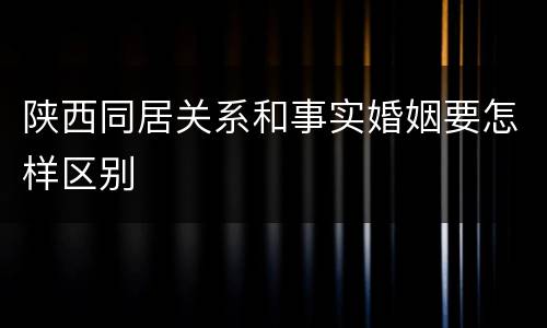 陕西同居关系和事实婚姻要怎样区别