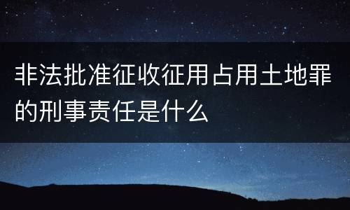 非法批准征收征用占用土地罪的刑事责任是什么