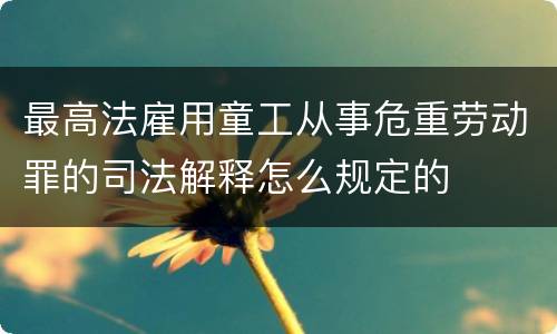 最高法雇用童工从事危重劳动罪的司法解释怎么规定的