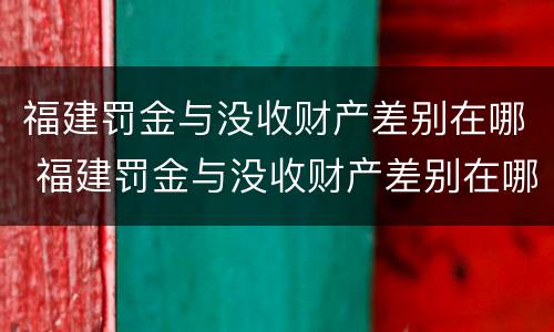 福建罚金与没收财产差别在哪 福建罚金与没收财产差别在哪里