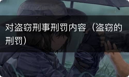 对盗窃刑事刑罚内容（盗窃的刑罚）