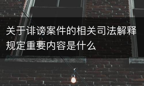 关于诽谤案件的相关司法解释规定重要内容是什么