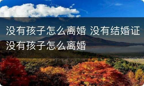没有孩子怎么离婚 没有结婚证没有孩子怎么离婚