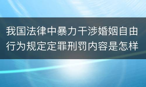我国法律中暴力干涉婚姻自由行为规定定罪刑罚内容是怎样
