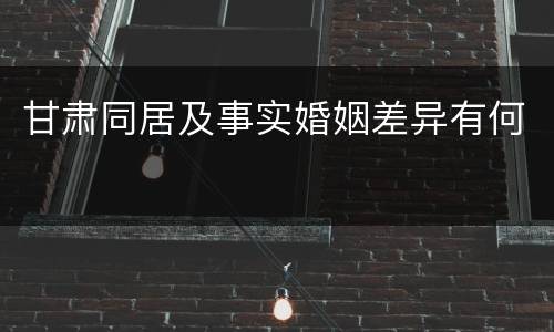 甘肃同居及事实婚姻差异有何