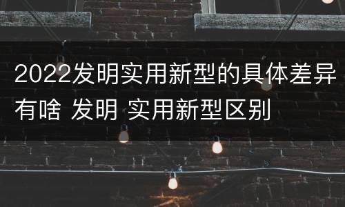 2022发明实用新型的具体差异有啥 发明 实用新型区别