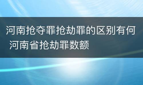 河南抢夺罪抢劫罪的区别有何 河南省抢劫罪数额