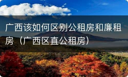 广西该如何区别公租房和廉租房（广西区直公租房）