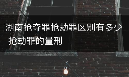 湖南抢夺罪抢劫罪区别有多少 抢劫罪的量刑