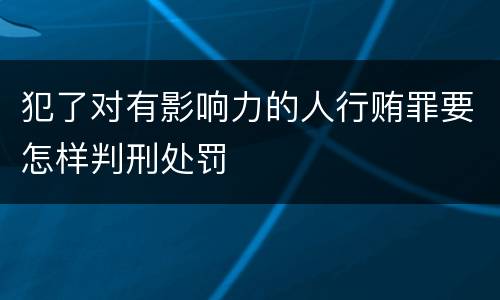 犯了对有影响力的人行贿罪要怎样判刑处罚