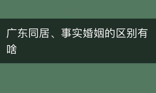 广东同居、事实婚姻的区别有啥