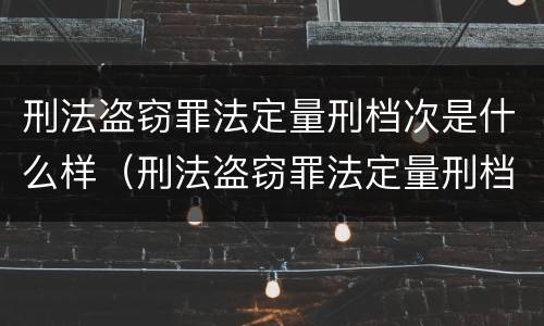 刑法盗窃罪法定量刑档次是什么样（刑法盗窃罪法定量刑档次是什么样子的）