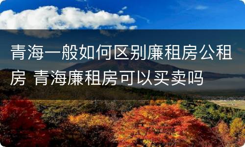 青海一般如何区别廉租房公租房 青海廉租房可以买卖吗