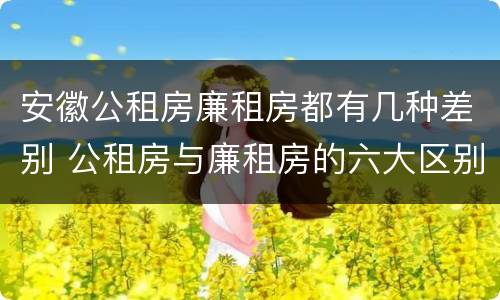 安徽公租房廉租房都有几种差别 公租房与廉租房的六大区别