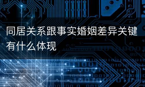 同居关系跟事实婚姻差异关键有什么体现