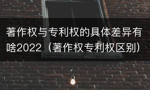 著作权与专利权的具体差异有啥2022（著作权专利权区别）