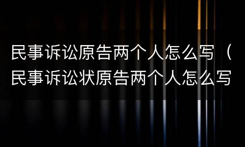 民事诉讼原告两个人怎么写（民事诉讼状原告两个人怎么写）
