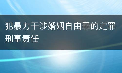 犯暴力干涉婚姻自由罪的定罪刑事责任