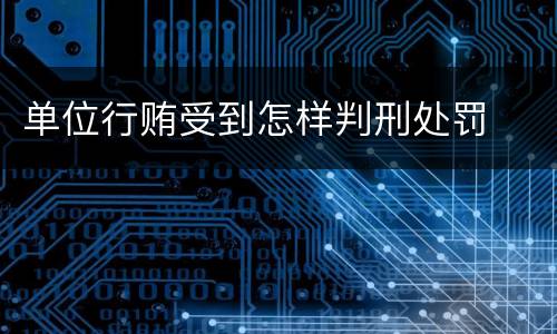 单位行贿受到怎样判刑处罚